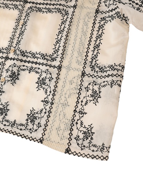 CLANE（クラネ）の「【CLANE/クラネ】EMBROIDERY LACE BOX SHIRTS/エンブロイダリーボックスシャツ（シャツ/ブラウス・レディース・ブラック/マルチ/ホワイト・1/2）」の7枚目の写真