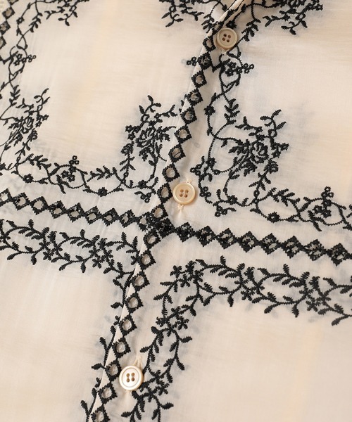 CLANE（クラネ）の「【CLANE/クラネ】EMBROIDERY LACE BOX SHIRTS/エンブロイダリーボックスシャツ（シャツ/ブラウス・レディース・ブラック/マルチ/ホワイト・1/2）」の8枚目の写真