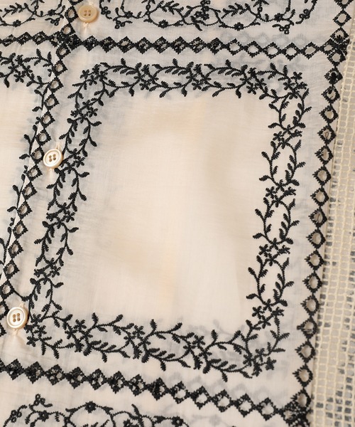 CLANE（クラネ）の「【CLANE/クラネ】EMBROIDERY LACE BOX SHIRTS/エンブロイダリーボックスシャツ（シャツ/ブラウス・レディース・ブラック/マルチ/ホワイト・1/2）」の9枚目の写真