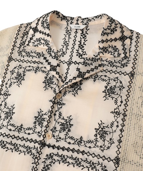 CLANE（クラネ）の「【CLANE/クラネ】EMBROIDERY LACE BOX SHIRTS/エンブロイダリーボックスシャツ（シャツ/ブラウス・レディース・ブラック/マルチ/ホワイト・1/2）」の5枚目の写真