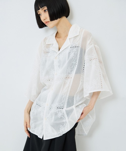 CLANE（クラネ）の「【CLANE/クラネ】EMBROIDERY LACE BOX SHIRTS/エンブロイダリーボックスシャツ（シャツ/ブラウス・レディース・ブラック/マルチ/ホワイト・1/2）」の20枚目の写真