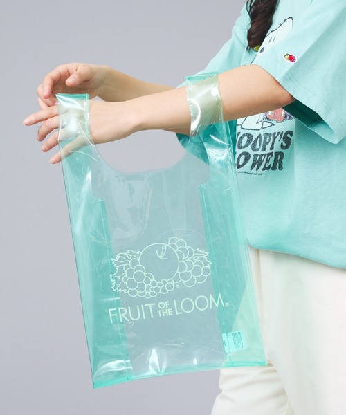 FRUIT OF THE LOOM(フルーツオブザルーム)の「【FRUIT OF THE LOOM/フルーツオブザルーム】CLEAR SHOPPING BAG / クリアショッピングバッグ/ユニセックス(トートバッグ・メンズ・エメラルド/サックスブルー/イエロー/ホワイト・フリー)」の2枚目の写真