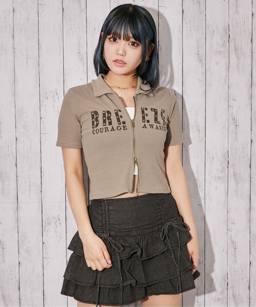 GORGE(ゴージ)の「《WZIP・スタッズ》カットソー/ストリート×Y2K/春夏/全3色(Tシャツ/カットソー・レディース・オフホワイト/カーキ/ブラック・F)」の21枚目の写真
