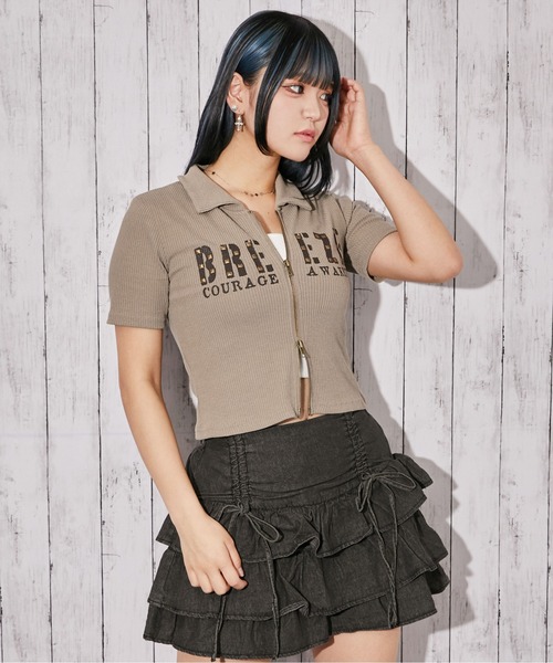 GORGE(ゴージ)の「《WZIP・スタッズ》カットソー/ストリート×Y2K/春夏/全3色(Tシャツ/カットソー・レディース・オフホワイト/カーキ/ブラック・F)」の20枚目の写真