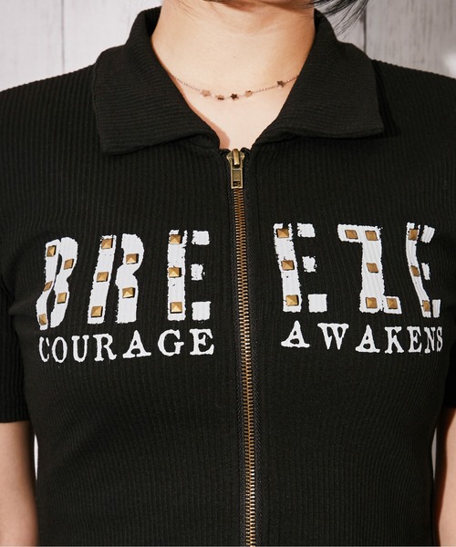 GORGE(ゴージ)の「《WZIP・スタッズ》カットソー/ストリート×Y2K/春夏/全3色(Tシャツ/カットソー・レディース・オフホワイト/カーキ/ブラック・F)」の13枚目の写真