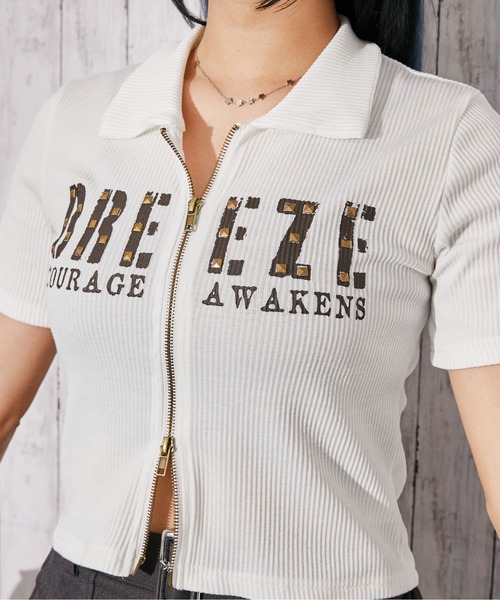 GORGE(ゴージ)の「《WZIP・スタッズ》カットソー/ストリート×Y2K/春夏/全3色(Tシャツ/カットソー・レディース・オフホワイト/カーキ/ブラック・F)」の7枚目の写真