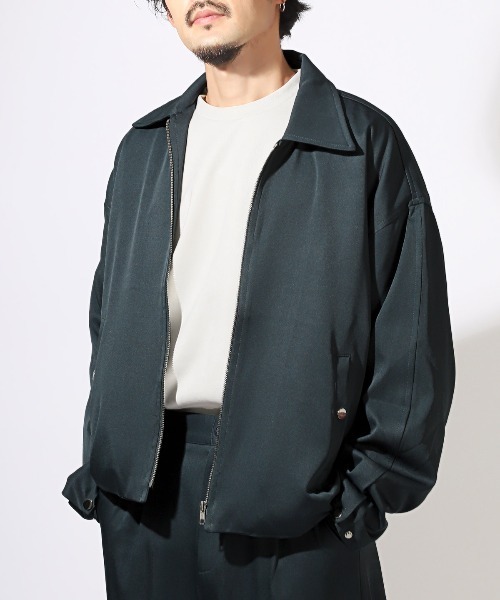 LUXSTYLE(ラグスタイル)の「ショート丈オーバーサイズジップブルゾン(ブルゾン・メンズ・チャコール/ブラック・L/M)」の1枚目の写真