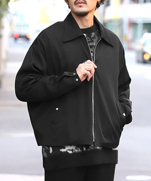 LUXSTYLE(ラグスタイル)の「ショート丈オーバーサイズジップブルゾン(ブルゾン・メンズ・チャコール/ブラック・L/M)」の2枚目の写真