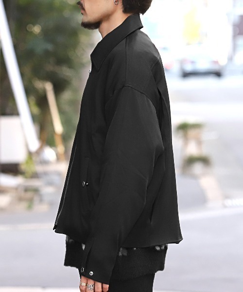 LUXSTYLE(ラグスタイル)の「ショート丈オーバーサイズジップブルゾン(ブルゾン・メンズ・チャコール/ブラック・L/M)」の4枚目の写真