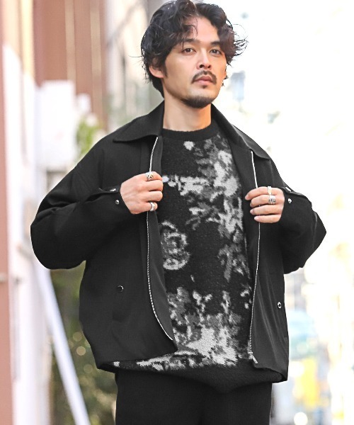 LUXSTYLE(ラグスタイル)の「ショート丈オーバーサイズジップブルゾン(ブルゾン・メンズ・チャコール/ブラック・L/M)」の5枚目の写真