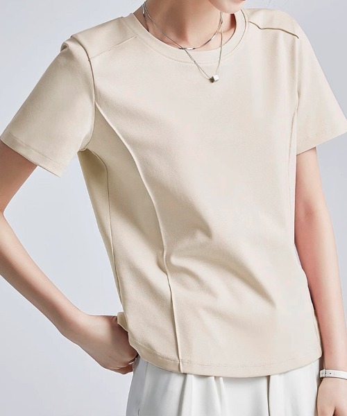 SallyLunn(サリーラン)の「【美シルエット】切替デザインコンパクトTシャツ(Tシャツ/カットソー・レディース・ホワイト/ブラック/アイボリー・MEDIUM/LARGE)」の9枚目の写真