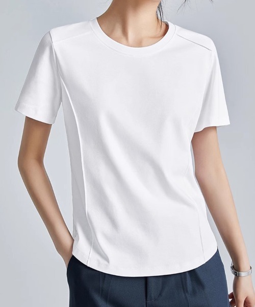 SallyLunn(サリーラン)の「【美シルエット】切替デザインコンパクトTシャツ(Tシャツ/カットソー・レディース・ホワイト/ブラック/アイボリー・MEDIUM/LARGE)」の12枚目の写真