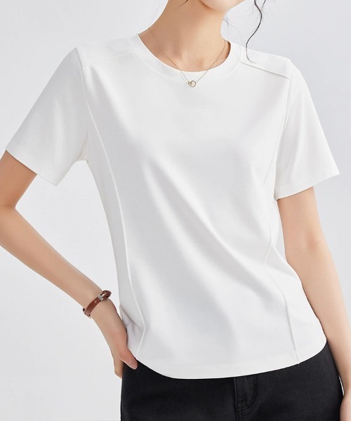 SallyLunn(サリーラン)の「【美シルエット】切替デザインコンパクトTシャツ(Tシャツ/カットソー・レディース・ホワイト/ブラック/アイボリー・MEDIUM/LARGE)」の13枚目の写真