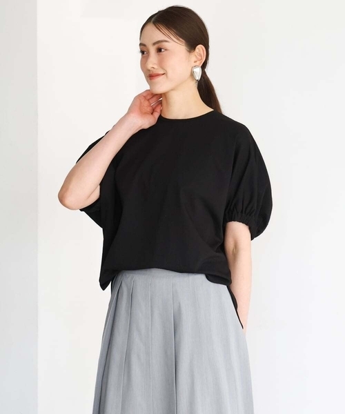 MICHEL KLEIN（ミッシェル・クラン）の「[新色追加/接触冷感]サッカードルマンスリーブカットソー（Tシャツ/カットソー・レディース・ダークインディゴブルー/ブラック/ライトグレー/ホワイト/ブラウン/ネイビー・38）」の7枚目の写真
