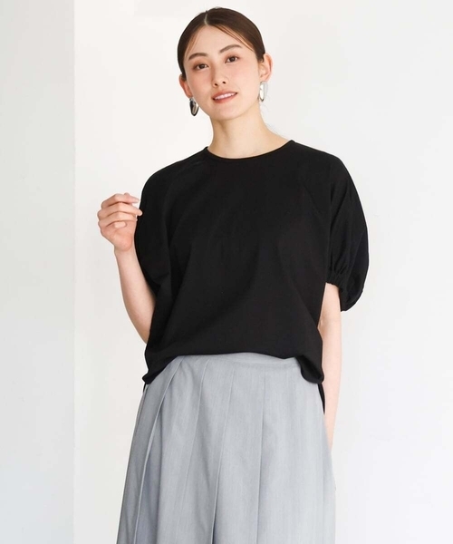 MICHEL KLEIN（ミッシェル・クラン）の「[新色追加/接触冷感]サッカードルマンスリーブカットソー（Tシャツ/カットソー・レディース・ダークインディゴブルー/ブラック/ライトグレー/ホワイト/ブラウン/ネイビー・38）」の8枚目の写真