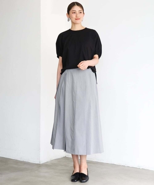 MICHEL KLEIN（ミッシェル・クラン）の「[新色追加/接触冷感]サッカードルマンスリーブカットソー（Tシャツ/カットソー・レディース・ダークインディゴブルー/ブラック/ライトグレー/ホワイト/ブラウン/ネイビー・38）」の9枚目の写真