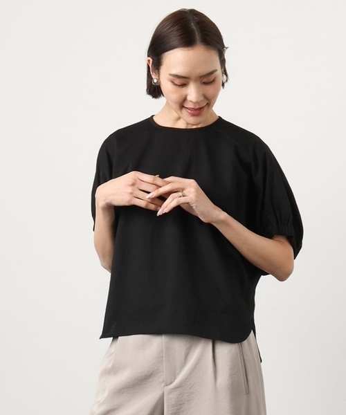 MICHEL KLEIN（ミッシェル・クラン）の「[新色追加/接触冷感]サッカードルマンスリーブカットソー（Tシャツ/カットソー・レディース・ダークインディゴブルー/ブラック/ライトグレー/ホワイト/ブラウン/ネイビー・38）」の18枚目の写真