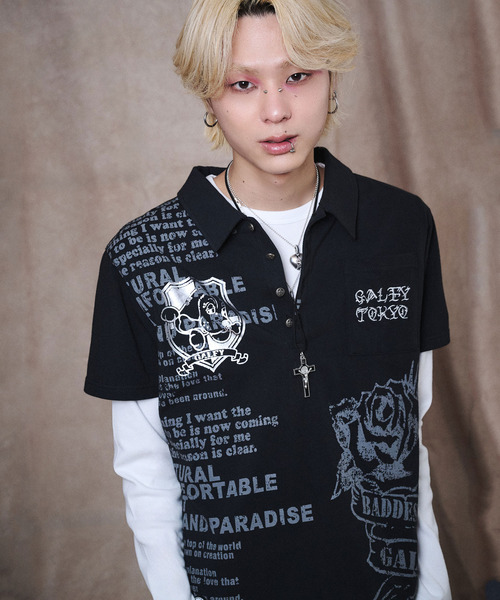 GALFY(ガルフィー)の「『GALFY/ガルフィー』爆アゲ↑↑キラポロシャツ【Z】(ポロシャツ・メンズ・パープル/ホワイト/ブラック・L/XL)」の8枚目の写真