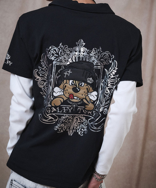 GALFY(ガルフィー)の「『GALFY/ガルフィー』爆アゲ↑↑キラポロシャツ【Z】(ポロシャツ・メンズ・パープル/ホワイト/ブラック・L/XL)」の9枚目の写真