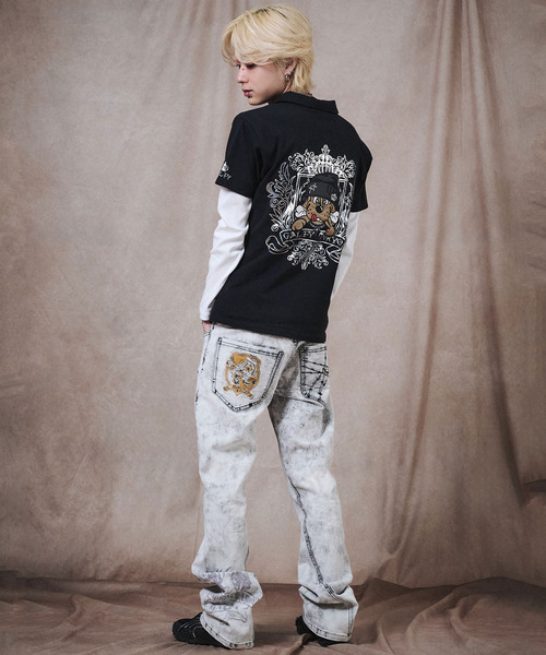 GALFY(ガルフィー)の「『GALFY/ガルフィー』爆アゲ↑↑キラポロシャツ【Z】(ポロシャツ・メンズ・パープル/ホワイト/ブラック・L/XL)」の11枚目の写真