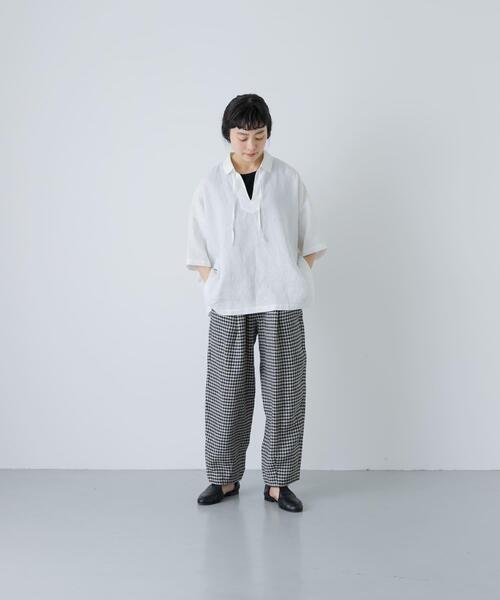 かぐれ（カグレ）の「リネンスキッパーシャツ（シャツ/ブラウス・レディース・ブラック/ミント/オフホワイト・FREE）」の7枚目の写真