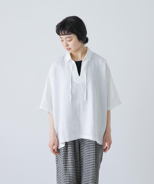 かぐれ（カグレ）の「リネンスキッパーシャツ（シャツ/ブラウス・レディース・ブラック/ミント/オフホワイト・FREE）」の10枚目の写真