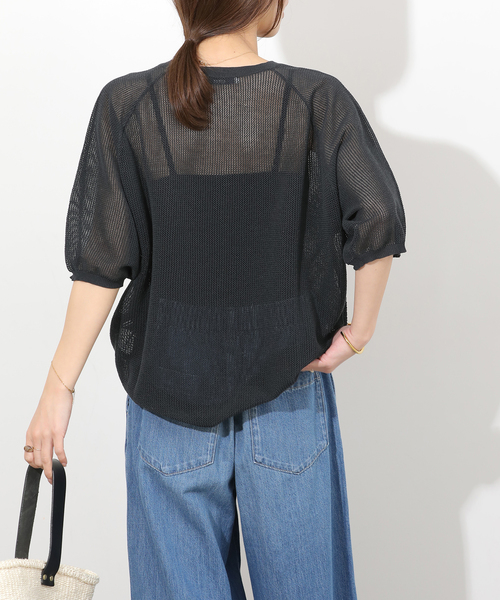 JOURNAL STANDARD relume(ジャーナルスタンダード レリューム)の「リネンミックスメッシュハーフスリーブプルオーバー(ニット/セーター・レディース・ブラウン/ホワイト系その他/チャコールグレー・FREE)」の10枚目の写真