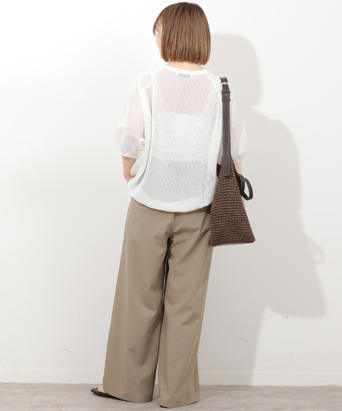 JOURNAL STANDARD relume(ジャーナルスタンダード レリューム)の「リネンミックスメッシュハーフスリーブプルオーバー(ニット/セーター・レディース・ブラウン/ホワイト系その他/チャコールグレー・FREE)」の13枚目の写真