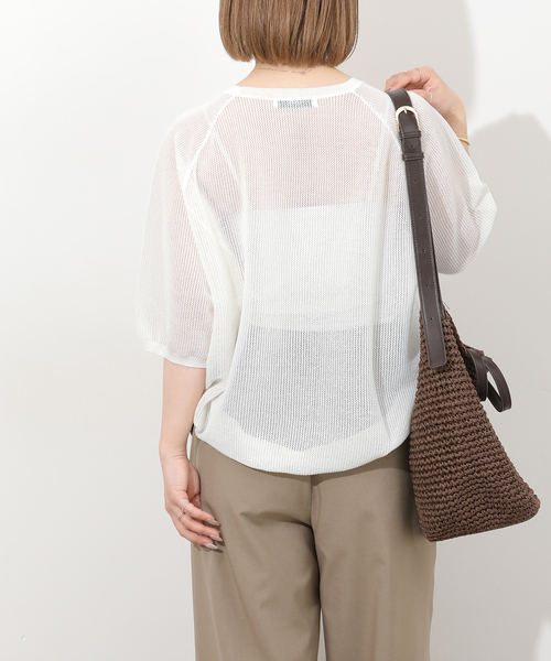 JOURNAL STANDARD relume(ジャーナルスタンダード レリューム)の「リネンミックスメッシュハーフスリーブプルオーバー(ニット/セーター・レディース・ブラウン/ホワイト系その他/チャコールグレー・FREE)」の18枚目の写真