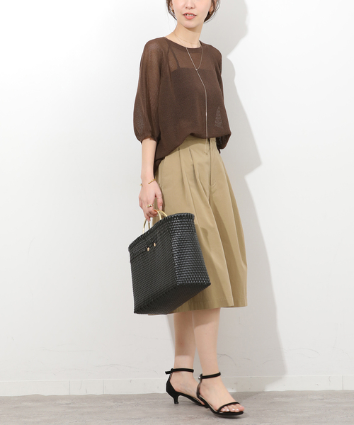 JOURNAL STANDARD relume(ジャーナルスタンダード レリューム)の「リネンミックスメッシュハーフスリーブプルオーバー(ニット/セーター・レディース・ブラウン/ホワイト系その他/チャコールグレー・FREE)」の20枚目の写真