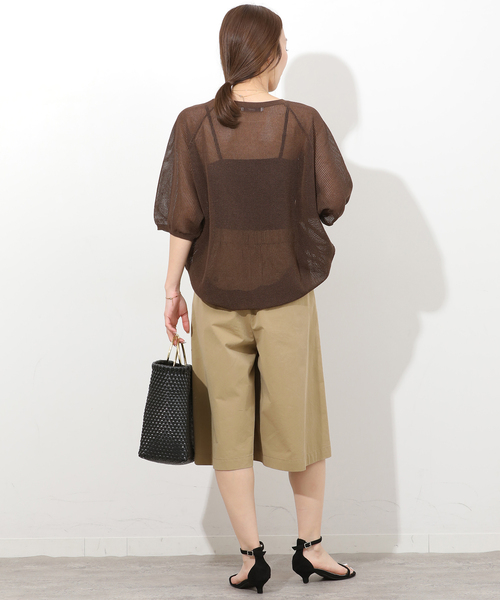 JOURNAL STANDARD relume(ジャーナルスタンダード レリューム)の「リネンミックスメッシュハーフスリーブプルオーバー(ニット/セーター・レディース・ブラウン/ホワイト系その他/チャコールグレー・FREE)」の21枚目の写真