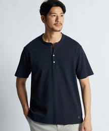 LANVIN en Bleu | 速乾・防シワ・UVカット「COOLFIBER」 バンドカラー  ビジカジ対応 ポロシャツ(ポロシャツ)