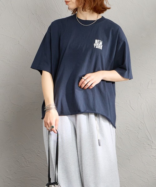 FUNG（ファング）の「[FUNG/ファング] N.Y FB カットオフ プリントＴシャツ（Tシャツ/カットソー・レディース・ホワイト/ネイビー・M）」の9枚目の写真