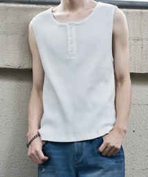 【LANDNESS/ランドネス】Henley Neck Rib Tank Top/ヘンリーネックリブタンクトップ