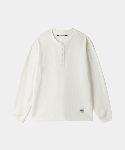 MAISON MINED(メゾンミネド)の「BASIC WAFFLE HENLEY NECK CREAM(Tシャツ/カットソー・メンズ・その他・SMALL/MEDIUM/LARGE)」の11枚目の写真