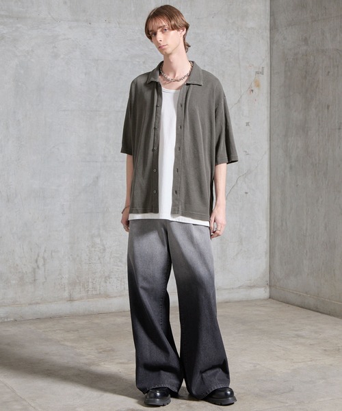 SERACE(セラス)の「【SERACE】Vintage waffle collared short sleeve cardigan / ヴィンテージワッフル襟付き半袖カーディガン(シャツ/ブラウス・メンズ・ブラック/グレー・M/L/S)」の15枚目の写真