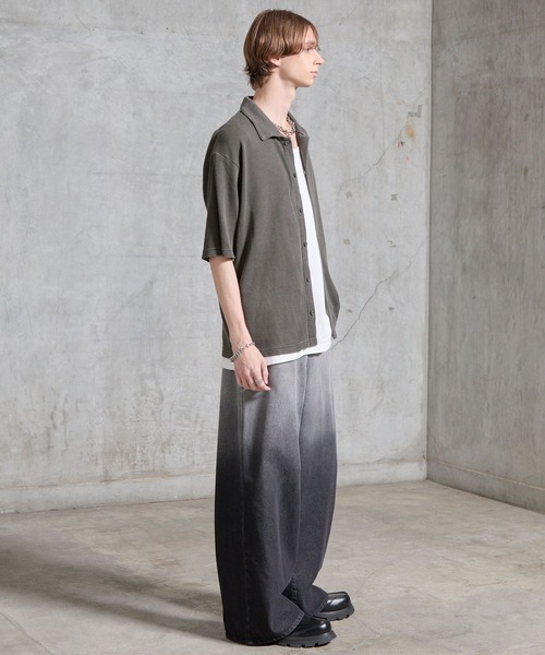 SERACE(セラス)の「【SERACE】Vintage waffle collared short sleeve cardigan / ヴィンテージワッフル襟付き半袖カーディガン(シャツ/ブラウス・メンズ・ブラック/グレー・M/L/S)」の18枚目の写真