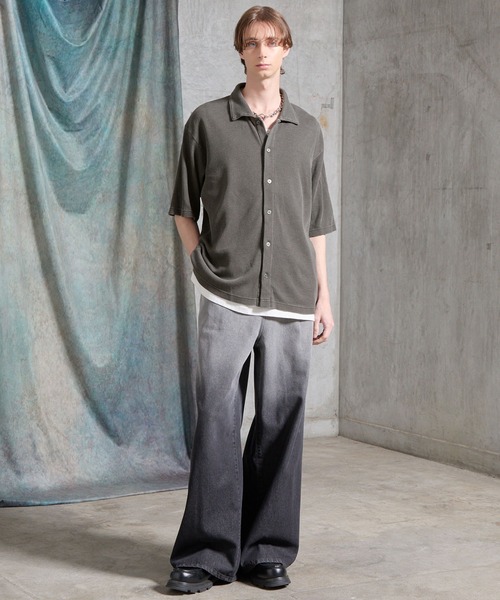 SERACE(セラス)の「【SERACE】Vintage waffle collared short sleeve cardigan / ヴィンテージワッフル襟付き半袖カーディガン(シャツ/ブラウス・メンズ・ブラック/グレー・M/L/S)」の19枚目の写真