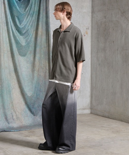SERACE(セラス)の「【SERACE】Vintage waffle collared short sleeve cardigan / ヴィンテージワッフル襟付き半袖カーディガン(シャツ/ブラウス・メンズ・ブラック/グレー・M/L/S)」の20枚目の写真