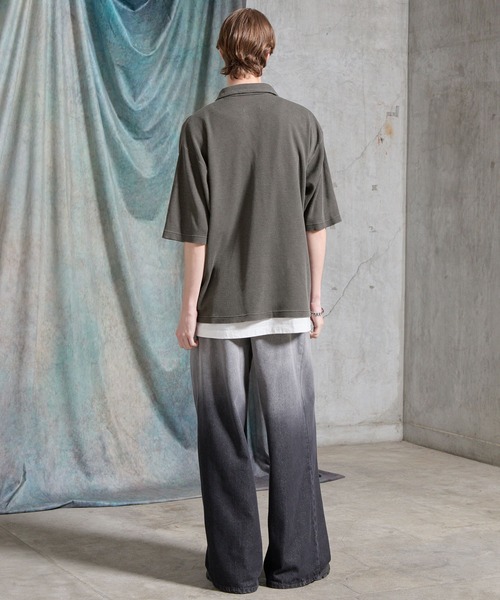SERACE(セラス)の「【SERACE】Vintage waffle collared short sleeve cardigan / ヴィンテージワッフル襟付き半袖カーディガン(シャツ/ブラウス・メンズ・ブラック/グレー・M/L/S)」の21枚目の写真