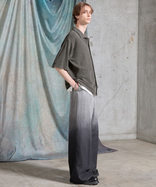 SERACE(セラス)の「【SERACE】Vintage waffle collared short sleeve cardigan / ヴィンテージワッフル襟付き半袖カーディガン(シャツ/ブラウス・メンズ・ブラック/グレー・M/L/S)」の22枚目の写真