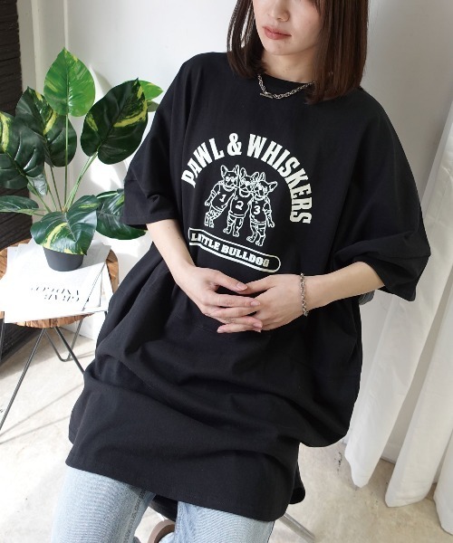 CORNERS(コーナーズ)の「フレンチブルドッグオーバーサイズTシャツ(Tシャツ/カットソー・レディース・ブラック/オフホワイト・FREE)」の11枚目の写真