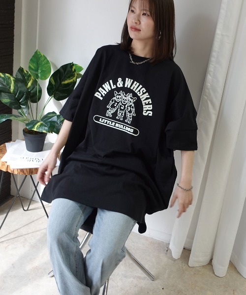CORNERS(コーナーズ)の「フレンチブルドッグオーバーサイズTシャツ(Tシャツ/カットソー・レディース・ブラック/オフホワイト・FREE)」の10枚目の写真