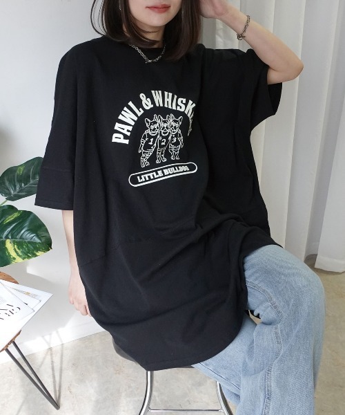 CORNERS(コーナーズ)の「フレンチブルドッグオーバーサイズTシャツ(Tシャツ/カットソー・レディース・ブラック/オフホワイト・FREE)」の8枚目の写真