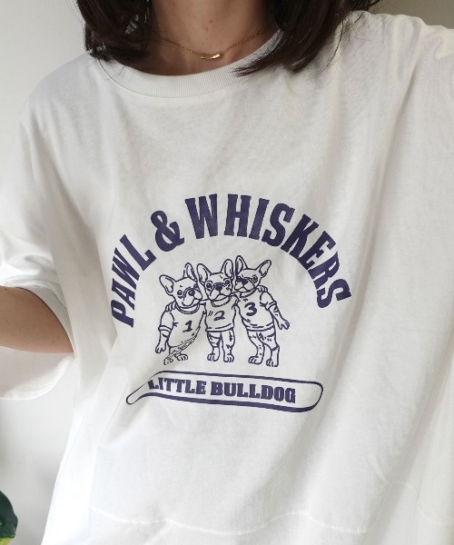 CORNERS(コーナーズ)の「フレンチブルドッグオーバーサイズTシャツ(Tシャツ/カットソー・レディース・ブラック/オフホワイト・FREE)」の6枚目の写真