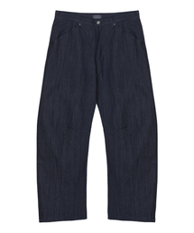 CURVED WIDE COTTON DENIM PANTS_BLUE