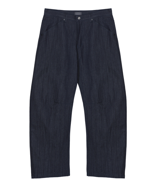NICK&NICOLE(ニックアンドニコール)の「CURVED WIDE COTTON DENIM PANTS_BLUE(デニムパンツ・メンズ・その他・SMALL/MEDIUM/LARGE)」の1枚目の写真