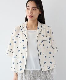 ボタニカルプリントオープンカラーシャツ
