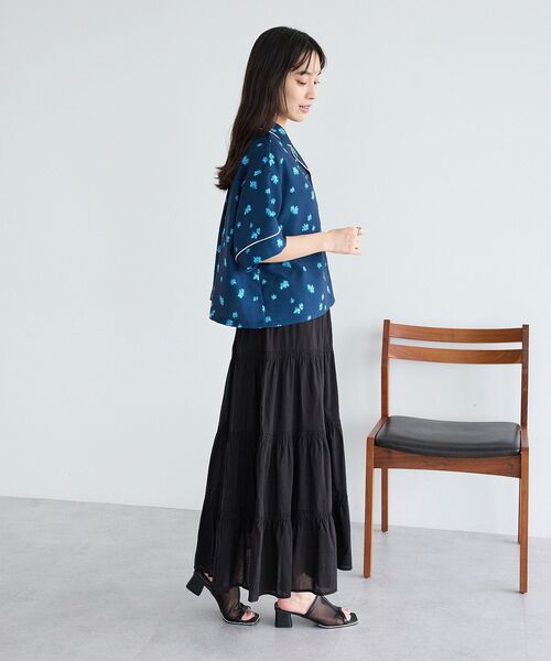 CRAFT STANDARD BOUTIQUE(クラフトスタンダードブティック)の「ボタニカルプリントオープンカラーシャツ(シャツ/ブラウス・レディース・ネイビー/アイボリー・FREE)」の12枚目の写真