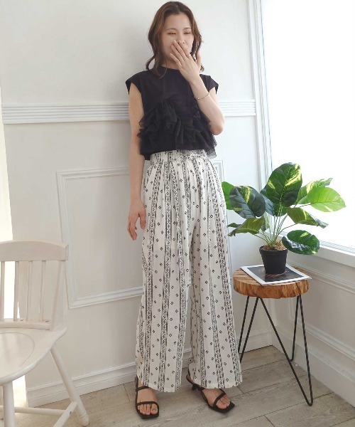 CORNERS（コーナーズ）の「エスニック柄リネンライクイージーパンツ（その他パンツ・レディース・ライトベージュ/オフホワイト・M/L/XL）」の15枚目の写真